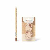 Kit Papelaria Capivara Lápis Sortido E Borracha - Capilove