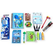 Kit Papelaria Criativa Fofa Caderno Estojo Caneta 23 Itens