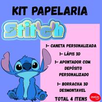 Kit Papelaria Do Stitch Com 4 Unidades Personalizados Kit Papelaria Do Stitch Com 4 Unidades Personalizados