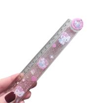 Kit Papelaria Escolar Escritório Fofo Completo Hello Kity Modelo: Régua Glitter 30 cm Dobrável Kit Papelaria Escolar Escritório Fofo Completo Hello Kity Modelo: Régua Glitter 30 cm Dobrável