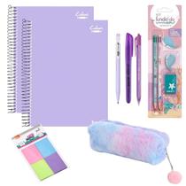 Kit Papelaria Escolar Kawai Fofo Lilas Volta As Aulas