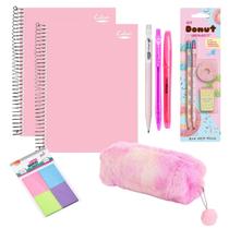 Kit Papelaria Escolar Kawai Fofo Rosa Volta as aulas Kit Papelaria Escolar Kawai Fofo Rosa Volta as aulas