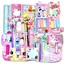 Kit Papelaria Fofa 25 Itens Kawaii Menina Presente Criança