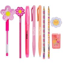 Kit Papelaria Fofa Flowers 2 Kawaii Lapis Borracha Apontador Caneta Fofas Kit Papelaria Fofa Flowers 2 Kawaii Lapis Borracha Apontador Caneta Fofas