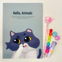 Kit Papelaria Fofa Gatinho Kawaii Divertida Criativo Presente Menina