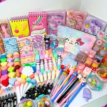 Kit Papelaria Fofa Kawaii caixa 15 Itens Presente Criativos