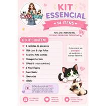 Kit Papelaria Fofa Kawaii Completo Caderno Puff mais Canetas mais Adesivos Presente