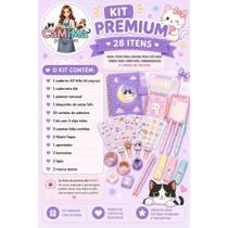 Kit Papelaria Fofa Kawaii Completo Caderno Puff mais Canetas mais Adesivos Presente Kit Papelaria Fofa Kawaii Completo Caderno Puff mais Canetas mais Adesivos Presente