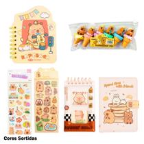 Kit Papelaria Fofa Kawaii Cores e Estampas Diversas Animais - Uniso
