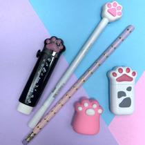 Kit Papelaria Fofa Kawaii Patinha De Gatinho