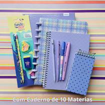 Kit Papelaria Fofa Kawaii Tons de Lilas Roxo Caderno 10 Materias Escolar Volta as aulas Kit Papelaria Fofa Kawaii Tons de Lilas Roxo Caderno 10 Materias Escolar Volta as aulas