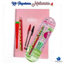 Kit Papelaria Fofa Melancia Kawaii Caderno Lapis Borracha