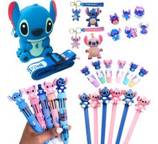Kit Papelaria Fofa Stitch Criativo Escolar Bolsinha Infantil