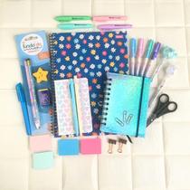 Kit Papelaria Fofo Tons Pasteis Neon