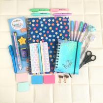 Kit Papelaria Fofo Tons Pasteis Neon