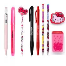 Kit Papelaria Hello Kitty Pandinha Kawaii Lapis Borracha