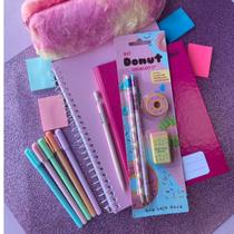 Kit Papelaria Kawai Estojo Fofo Tons Pasteis