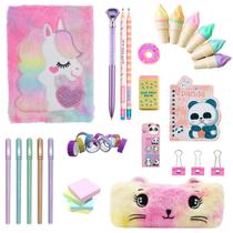 Kit Papelaria Kawaii Pelucia 31 Itens Presenteavel