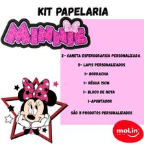 Kit Papelaria Minnie Molin 11 Itens Personalizados Disney