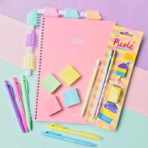Kit Papelaria Picolé Tons Pasteis Caderno Canetas Kit Papelaria Picolé Tons Pasteis Caderno Canetas