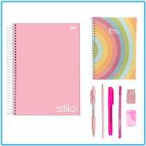 Kit Papelaria Tons de Rosa Cor Rosa Arco Iris Escolar Neon Pastel Kit Papelaria Tons de Rosa Cor Rosa Arco Iris Escolar Neon Pastel