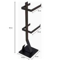 Kit Papeleiro Porta Papel Chão Duplo Toalheiro Bancada Preto