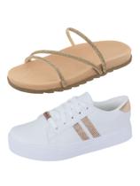 Kit Papete + Tênis Casual Brilho Nude Bellinda Shoes