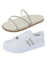 Kit Papete + Tênis Casual Brilho Prata Bellinda Shoes