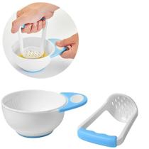 Kit Papinha Azul Tigela com Amassador na Caixa