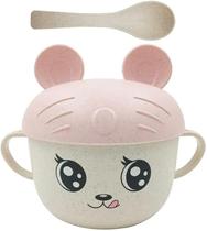 Kit Papinha Caneca + Colher E Tampa De Plástico De Ursinho