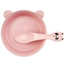 Kit Papinha Infantil Bebês Plástico Prato + Colher Panda