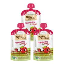 Kit Papinha Organica Natuzinho Framboesa Maça Bebe 3 unid