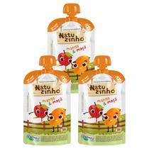 Kit Papinha Organica Natuzinho Manga Maça Bebe 3 unidades