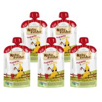 Kit Papinha Organica Natuzinho Morango Banana Bebe 5 unid