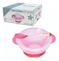Kit Papinha Tigela Com Ventosa + Tampa E Colher De Plastico