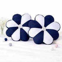 Kit Par 2 Almofadas Decorativas Flor 40x40cm Redonda com Zíper Almofada Fofa para Sofá, Cama ,Quarto