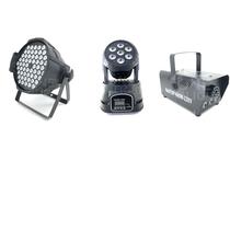 Kit par 5led rgbwa 60 led 2mini wash 7 led maquina de fumaça 600w