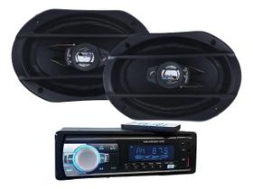 Kit par alto falante hiken hn 6x9 pol 150w + rádio mp3 player bt 7 cores like 521