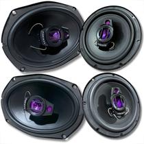 Kit Par Alto-Falantes 6x9 e 6 Pol. Preto 4 Ohms Para Sistema de Áudio Carro-Automotivo de Qualidade