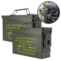 Kit Par Caixa Bau Bolsa Maleta Isolada Impermeável Alforge Moto Motocicleta Lateral Universal Militar Vintage 28x10x18cm
