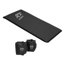Kit Par Caneleira 2Kg + Colchonete Espuma D50 Tornozeleira de Peso Profissional Para Academia Musculação Fitness