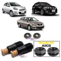 Kit Par Coxim Original Axios Batente Rolamento Do Amortecedor Dianteiro Nissan Versa March Kicks