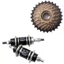 Kit Par Cubo Rolamentado 36F Scorpion Alumínio + Catraca Roda Livre 7 Velocidade 14/28 Indexada Bike