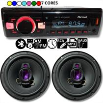 Kit Par de Alto-Falantes de 6 Pol. e MP3 Player Bluetooth com 2 Portas USB para Carro Áudio Premium