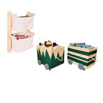 Kit Par De Caixotes Guarda Brinquedos + Organizador Pocket - Curumim Kidsroom