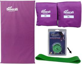 kit par de caneleira peso 3 kg tornozeleira peso colchonete de ginastica e mini band médio elástico musculação