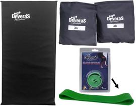 kit par de caneleira peso 3 kg tornozeleira peso colchonete de ginastica e mini band médio elástico musculação