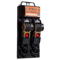 Kit Par De Cintas Catraca Automática Retrátil 2M 800kg Com Gancho S Emborrachado Forte Resistente Mave