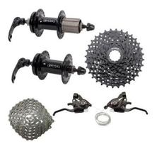 Kit Par De Cubos Cassete K7 8v Corrente Trocadores Bike Mtb