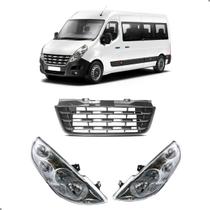 Kit Par de Farol para Master 2013 14 a 2022 Com Grade Cinza Kit Par de Farol para Master 2013 14 a 2022 Com Grade Cinza